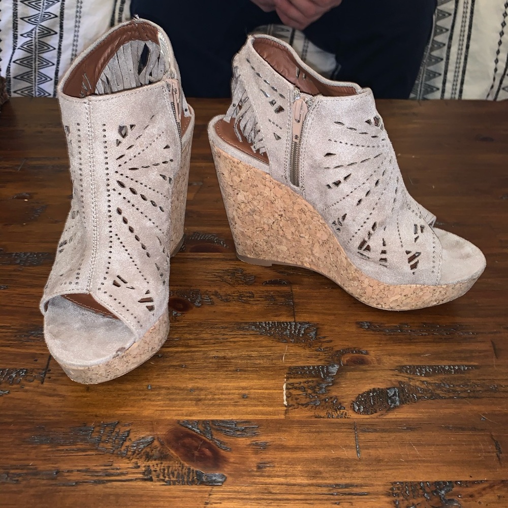 Taupe wedge heels